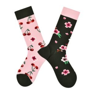Mismatched Cherry Blossom Socks by EmotiForce — sakura-inspired cotton socks in blush and ivory tones, designed in Australia.