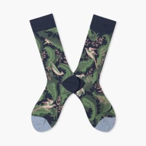 Forest Dragon Fern Socks by EmotiForce — green cotton socks featuring dragon and fern patterns, inspired by mystical forest legends.